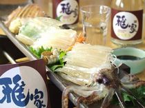 Hakodate Dining Gaya_Fresh ikasomen (raw squid cut into fine strips) and fresh ikasashi (raw squid)
