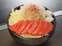 Oshio Ataru_Ataru original monja (Japanese pan-fried batter) served with mentaiko (spicy roe) mochi (rice cake) and cheese.