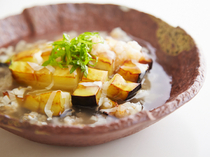 Ginnan_Western-style eggplant with shrimp yuba (tofu skin) covered in thick "an" sauce