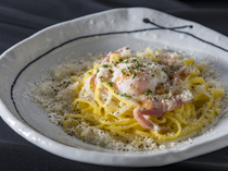 37 PASTA_[Carbonara with an Abundance of Cheese and Itoshima Natural Egg] Enjoy a mild soy milk flavor. This is the most popular menu! 