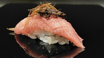 Ryuzushi_Black Maitake Mushroom and Fatty Tuna - The fat of tuna and the aroma of maitake mushrooms call for red wine.