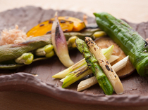 Kyoshoku Fuji-ya_Seasonal Grilled Vegetables: enjoy the seasonal flavor to your heart's content.