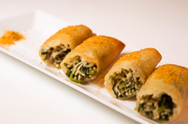 Chinese Tapas Renge_Our "Japanese Parsley & Dried Tofu Spring Roll with Botargo" is heaped with dried mullet roe