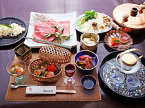 Ryoutei Kakuemon_Wagyu (Japanese beef) shabu kaiseki (course meal featuring shabu shabu, parboiled sliced beef) - the "Bamboo" set, for two people