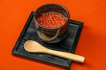 OTARU MASAZUSHI GINZA_ Chilled Ikura (salmon roe) Chawanmushi (steamed egg custard) - Enjoy the luxurious taste of Ikura from Hokkaido. It is also photogenic.