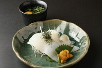 OTARU MASAZUSHI SHINJUKU_Squid Somen (raw squid noodles) - Rich and luxurious taste. A popular menu item at Otaru Masazushi.