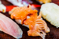 Sushi Dai_Akagai (ark shell) Sushi - An essential item in Edomae sushi.