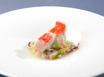 UNIQUE_Kinmedai (alfonsino fish) a la Vapeur, with Savory Shellfish Consomme, scented with spices