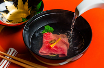 Matsuzaka-niku Ganso Wadakin_Beef in a special wadashi (Japanese broth): "Wadakin Niku sumashi (Clear Beef Soup)"