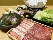 Butashabu Seiromushi Butasho Nambatei_Wagyu Beef and Pork Mixed Shabu-shabu Course