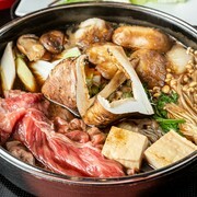 Watahan_Sanda Beef Sukiyaki Course 9,680 JPY - Seasonal recommendation. Using Tamba Matsutake Mushrooms.