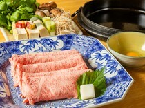 Ippin Oryori Ootaki_Sukiyaki - Savor the blissful taste of A5 Japanese black beef with the restaurant's special sauce.