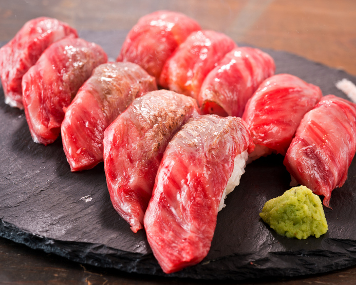 All-You-Can-Eat 10 Kinds of Sushi with Lightly-Seared Wagyu Beef - MEAT Yoshida - Susukino Ekimae branch image