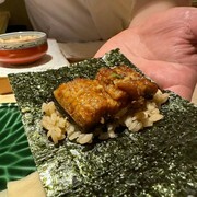Jukusei-zushi Koshiro_Hand Roll Unagi (eel) Sushi - using very rare wild Ao-unagi