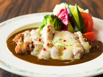 Ajikobo Iwasa_[Milanese Pork Cutlet] With an exquisite harmony of melting cheese, rich demi-glace sauce, and crispy cutlet. 