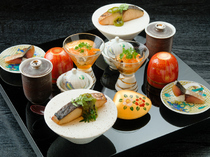 Japanese cuisine Saga SUN MEMBERS Kyoto Saga_[Hassun platter] is packed with seasonal flavors. You can sample a variety of dishes all at once