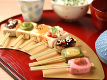 Honmachi Saryo_[Broiled Dengaku set meal] Colorful and beautiful dish looks like sweets decoration.