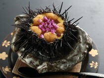 Shuko Osaka Manpukudou_Sea Urchin with Shell - A popular masterpiece that lets customers enjoy the natural form of the sea urchin as it is