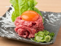 Kobe Beef Yakiniku Okatora_Broiled Wagyu beef Yukke - The flavor of the meat fills your mouth. Freshness is outstanding. It's a gem of indulgence.