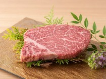Kobe Beef Yakiniku Okatora_Chateaubriand - The ultimate rare part of the meat. Offered cut into pieces that are easy to grill and easy to eat.