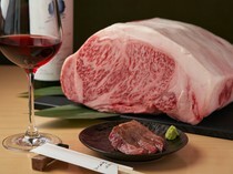 Yurakucho Kakida_Wagyu Sirloin Steak - Quickly grilled Japanese black beef with fresh Wasabi.