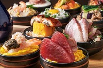 Niku to Sakana to Kaki OYSTER Bar & Bistro ~UOHIDE~ Shibuya Sakuragaoka Branch_Premium Ochoko-Don Lunch Set (8 varieties)