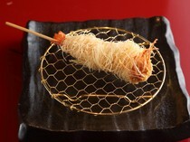 Pontocho Kushiyoshi_Angel Shrimp Kadaifu Roll - The sweetness of the shrimp stands out.