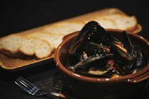 Bar OcciGabi Wine_OcciGabi Wine-Steamed Mussels (with crackers) - A simple dish featuring fresh mussels steamed in wine.