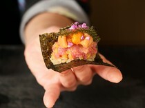 Oku Sushi and Kushiage _Kaiho Sushi - This is a true "Treasure of the Sea." Enjoy Torotaku & sea urchin in a roll.