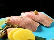 Hidagyu Sukiyaki Nakabashi Wakachiya_A5 Hida Beef Nigiri - Attention to detail is stuffed into every piece of Sushi.