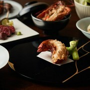 Gion Katana_SPECIAL Course - Seasonal chawanmushi, Charcoal-grilled live Ise spiny lobster, Yakitori, Charcoal-grilled A5 Wagyu beef, Dessert