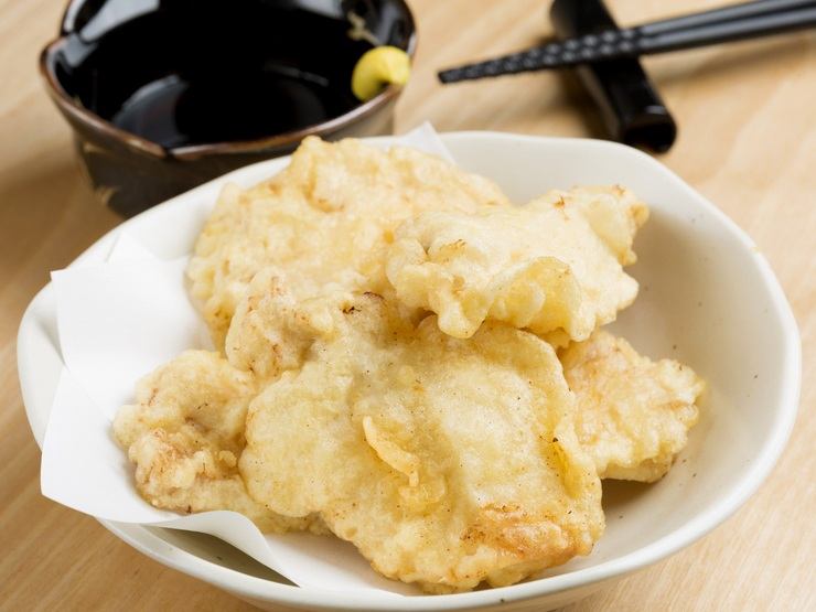 Delicious Toriten "chicken tempura" from Oita. Perfect with Japanese sake.